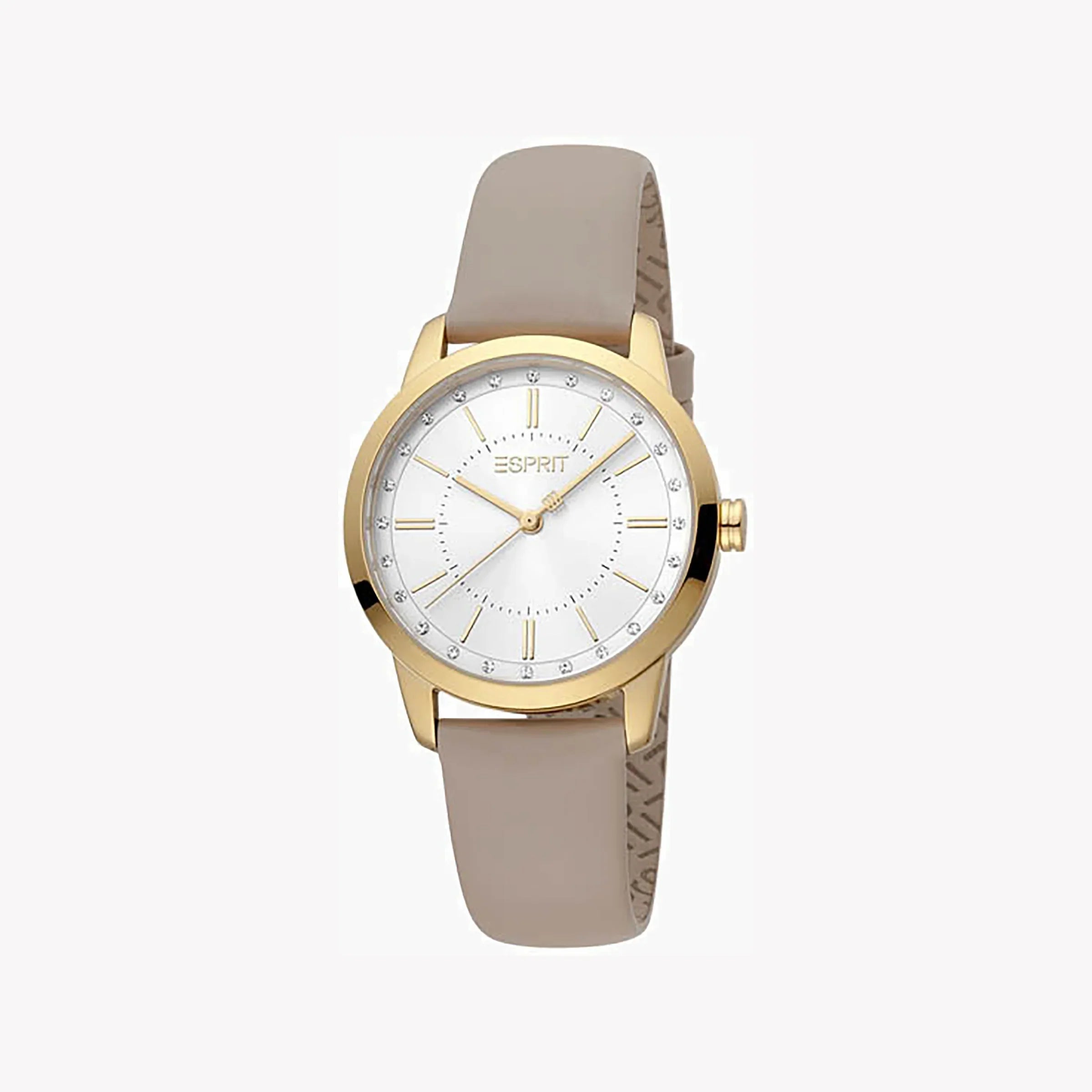 Esprit Women's Beige Leather Watch, Silver Dial | Es1l063m0015