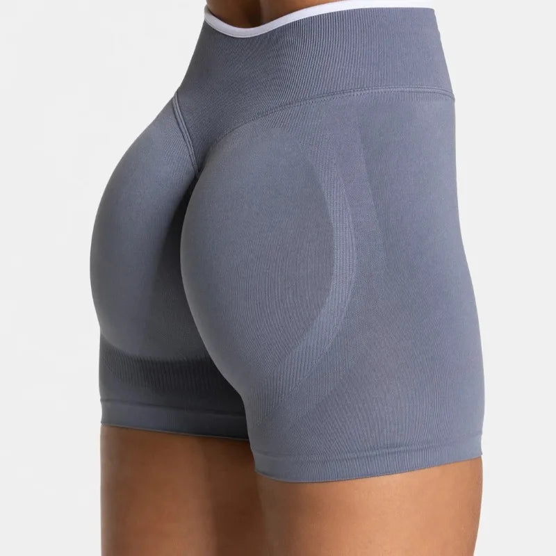 Women's Seamless Gym Color Blocking Sports Shorts High Elastic Tight High Waist Hip Lifting Yoga Pants Running Sports Shorts