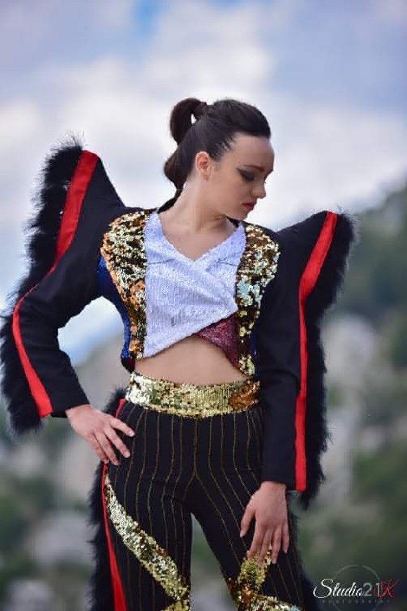 EVEZET Stunning Woman Suit Dedicated Design “Filiki Eteria “ Flag